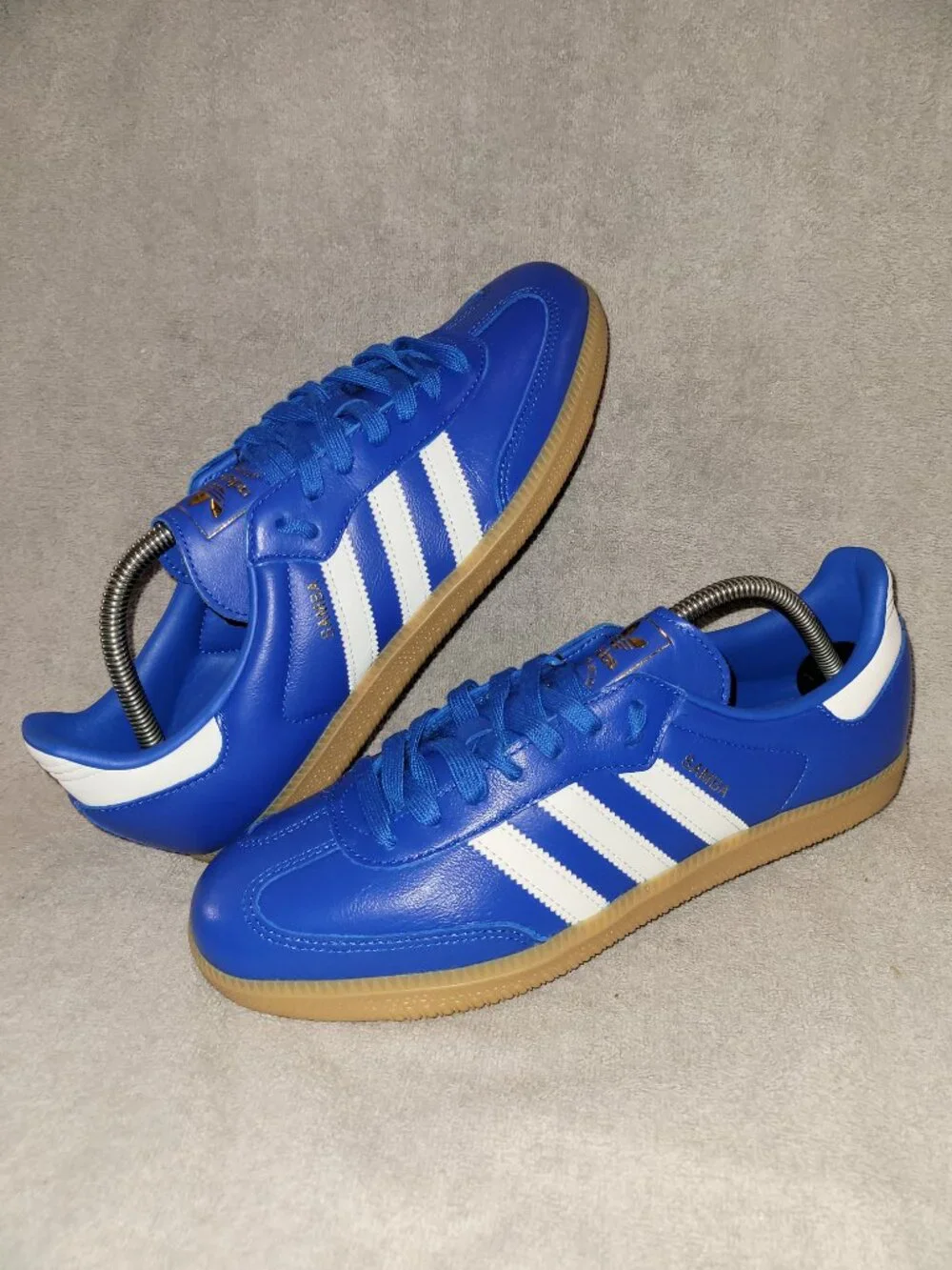 Adidas Samba OG Originals Athletic Shoes In Blue White Tan Gum Men's Size 10